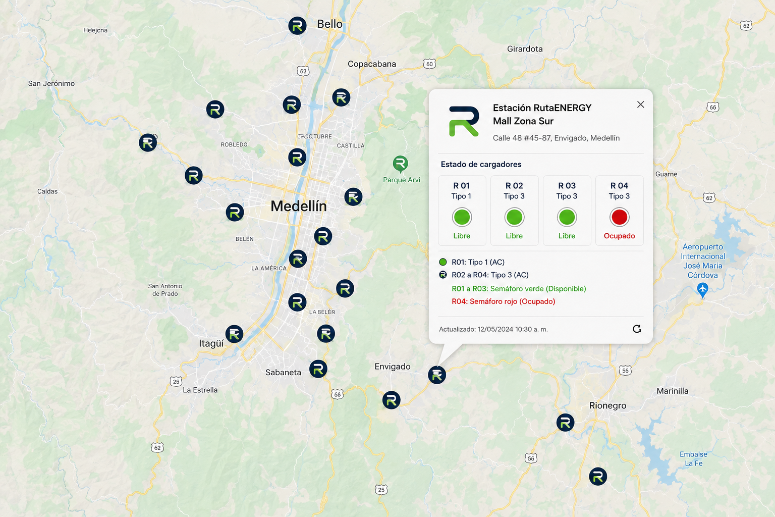 Mapa de cargadores RutaENERGY cercanos